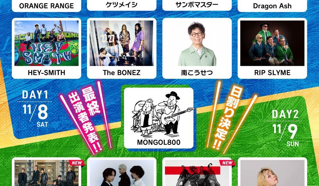 沖縄・モンパチフェス『What a Wonderful World!! 25』最終発表で10